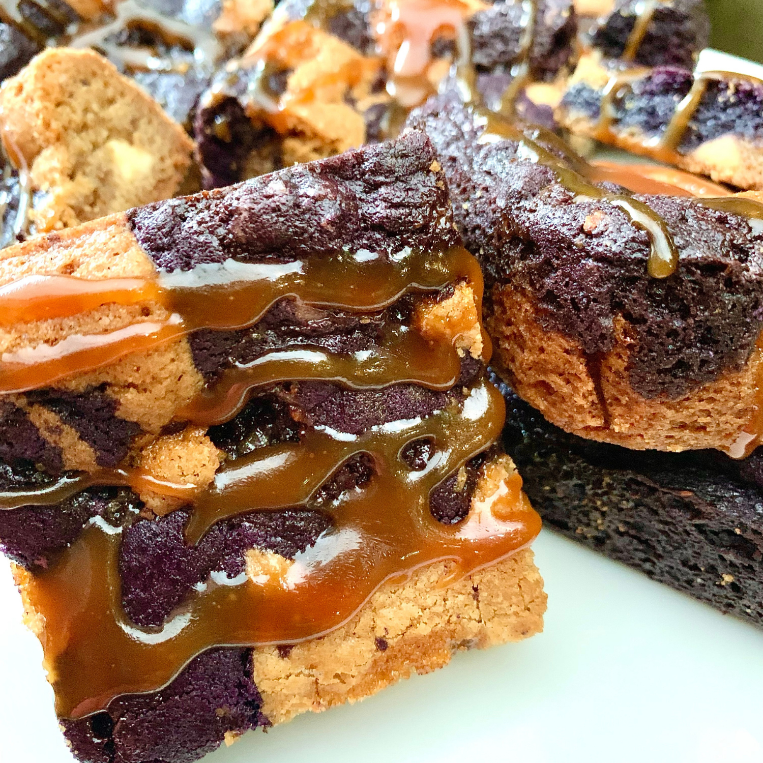 Ube Blondie with Salted Caramel
